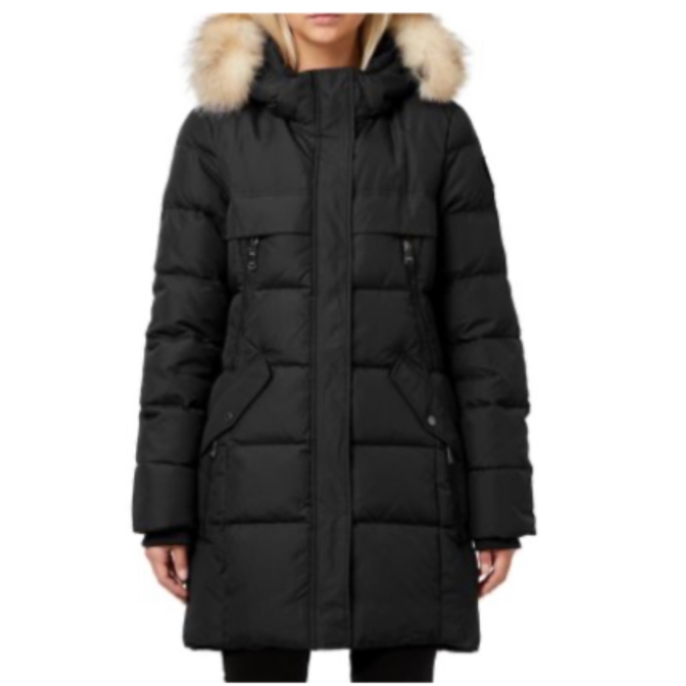 Pajar Mira Crystal Fox Fur Hood Quilted Puffer Coat